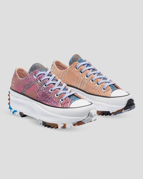 Converse Run Star Hike Knit Print Orange Pink Sko Danmark - Converse Lave Sneakers Herre - 85174KHED